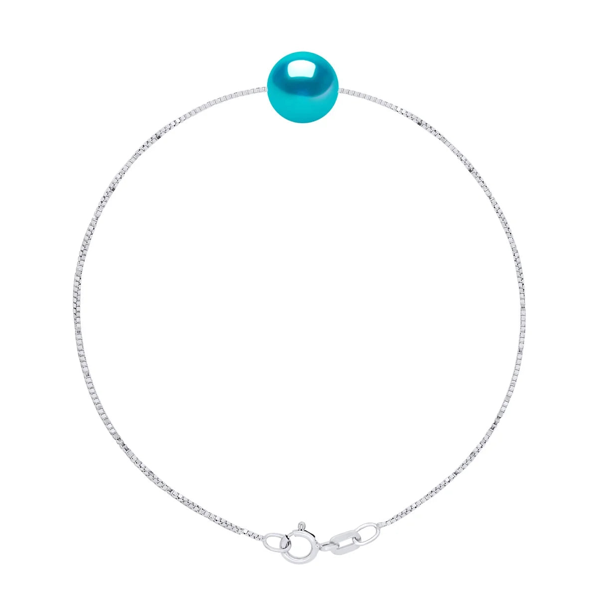 Bracelet Freshwater Pearl & Turquoise Sterling Silver 9-10mm
