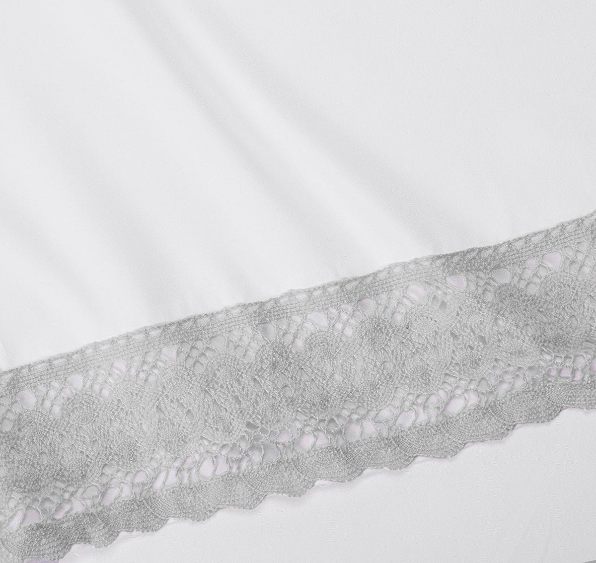 Ramesses Crochet-Lace Microfibre Sheet Set - Silver Lace White Fabric