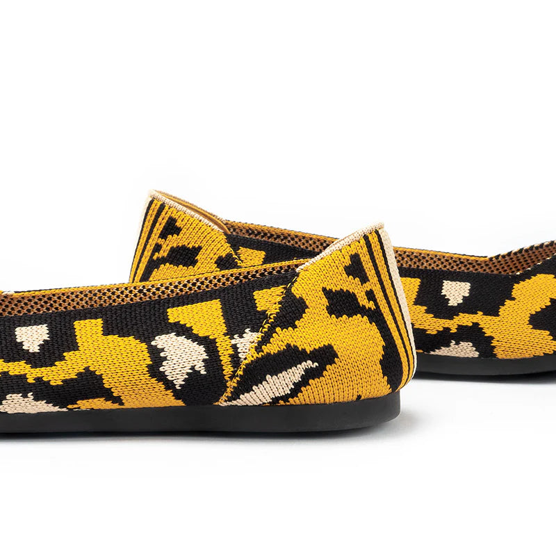 Leopard Print Pointed Toe Work Shoes - Yellow