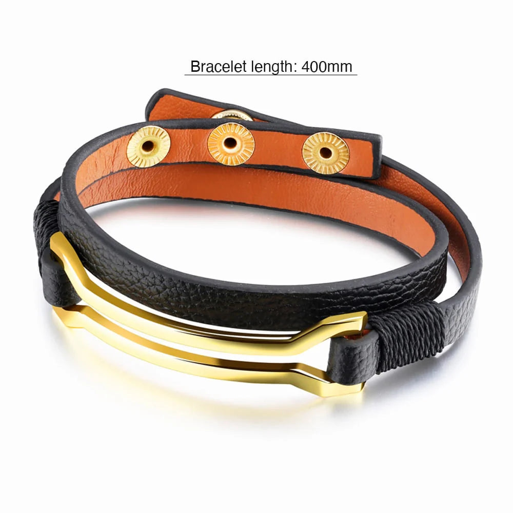 Border Leather Wrap Bracelet