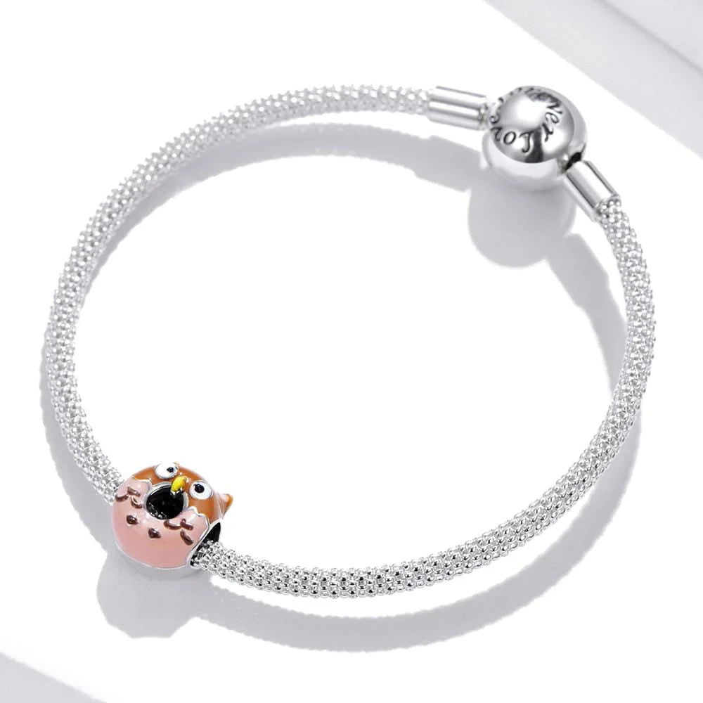 Solid 925 Sterling Silver Lovely Owl Pandora Inspired Charm