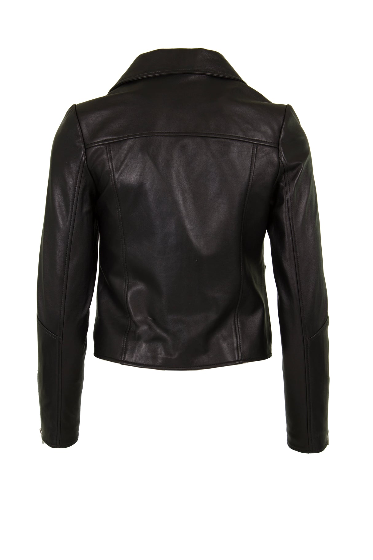 Womens Leather Jacket in Black with Zips