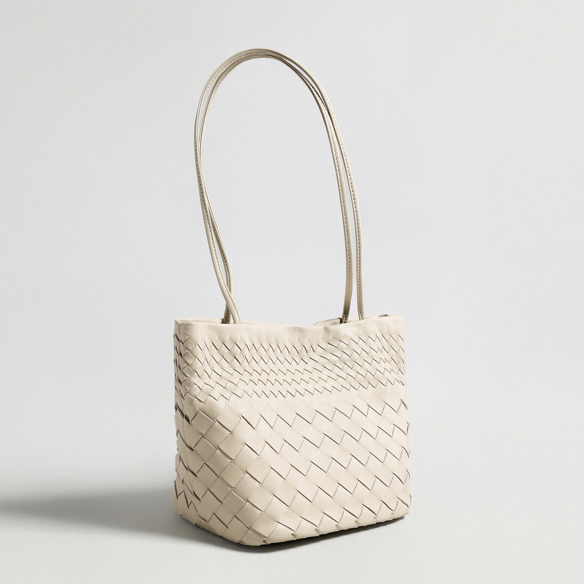 Handwoven Artisanal Leather Tote - Ivory