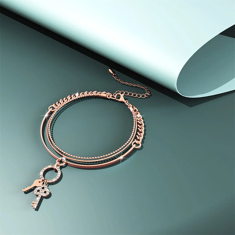 Boxed Bullion Gold Elite watch and Bracelet Set Embellished with Crystals in Rose Gold
