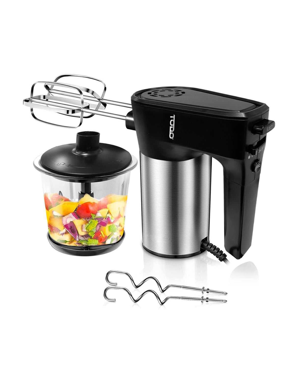TODO 1L Multi Chopper Processor Hand Mixer Beater 300W Glass Bowl Dual Blade