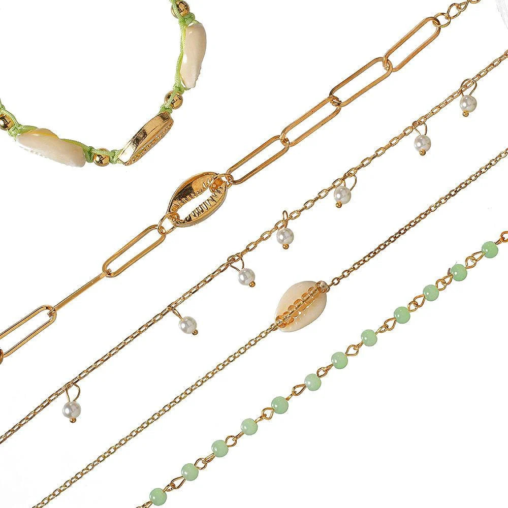 Bohemian 5-Piece Charm Bead Bracelet Set