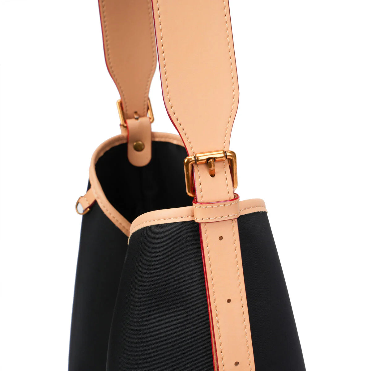 BAMEI Colorblock Water-Resistant Hobo Tote Bag with Leather Trim - Black