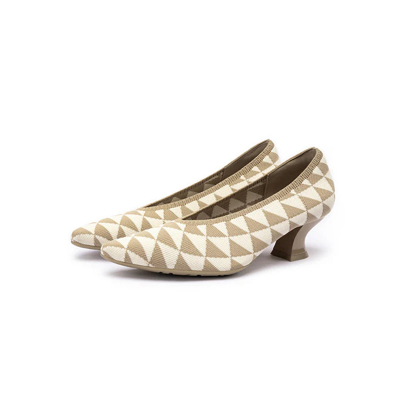 French Chic Geometric Low Heels - Cream