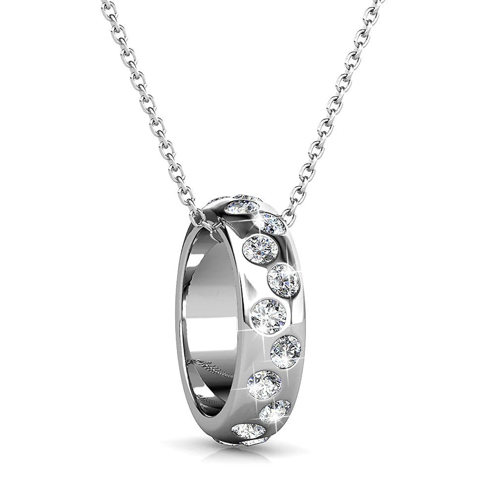 Krystal Couture Ecliptic Pendant Necklace in White Gold Adorned with SWAROVSKI Crystals