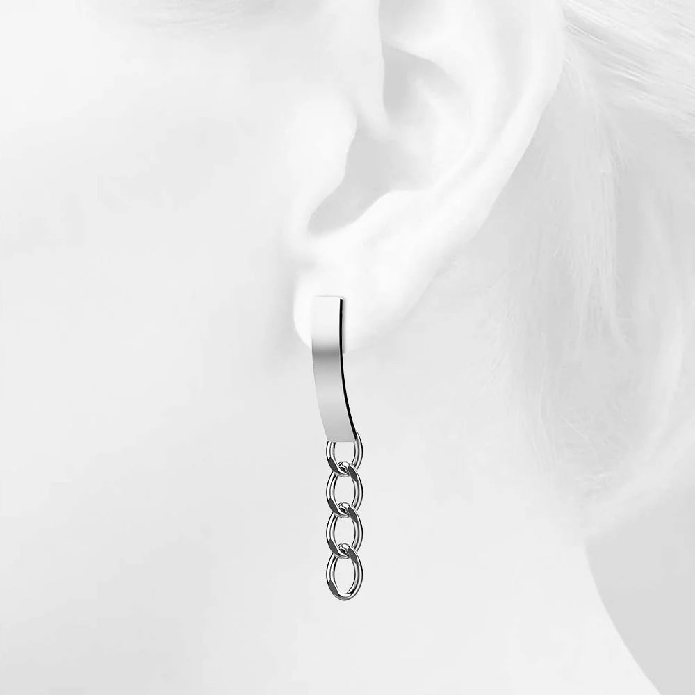 Bullion Gold Royal Chain Stud Earrings in White Gold