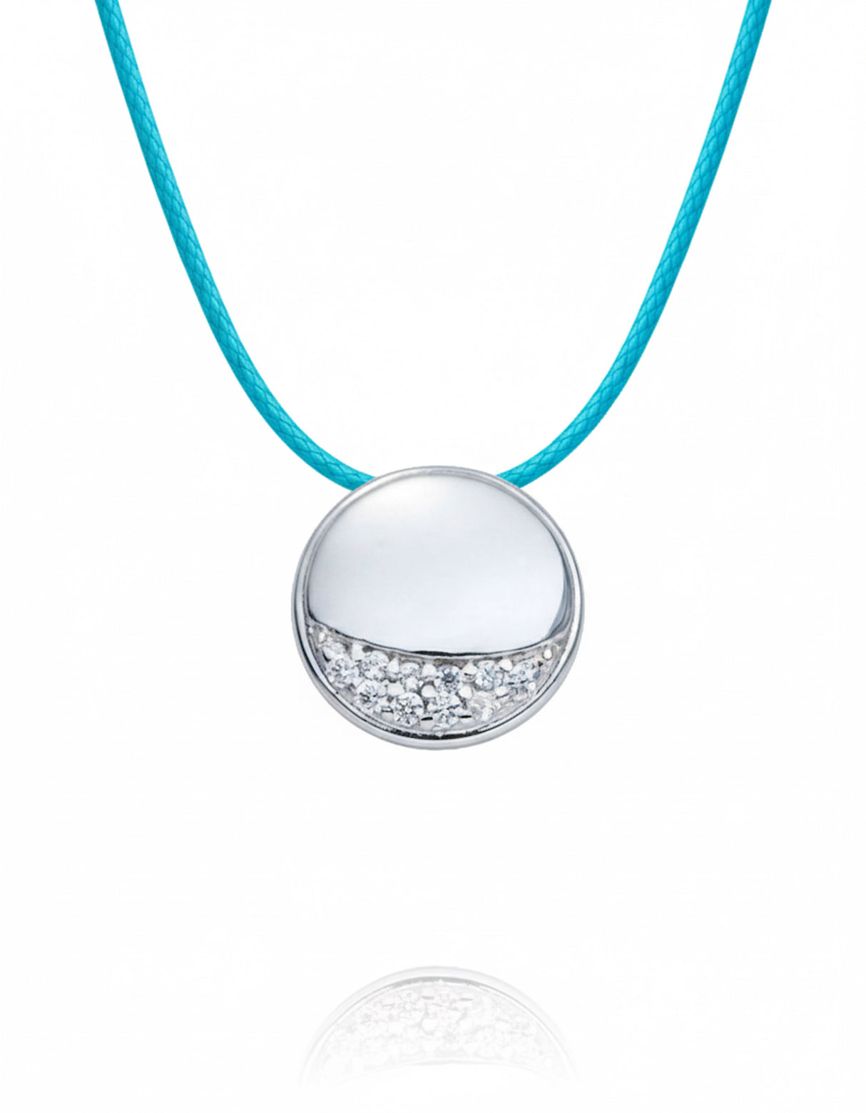 Liv Oliver 18K White Gold Half Moon Pave Necklace