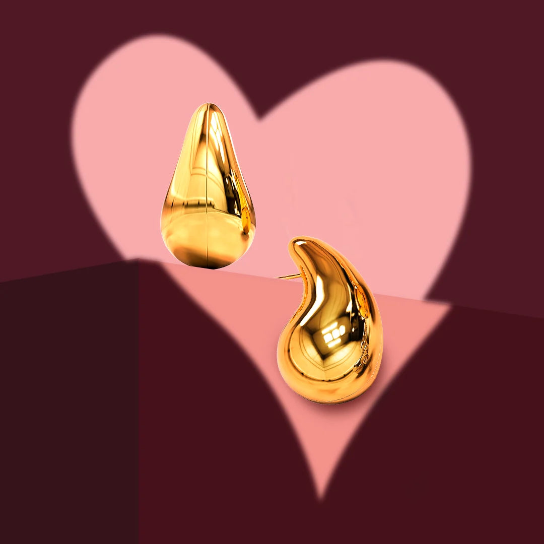 Bullion Gold Raindrop Gold layered Stud Earrings