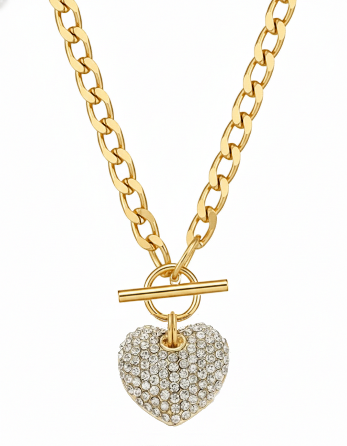 Liv Oliver 18K Gold Heart Charm Pave Bracelet