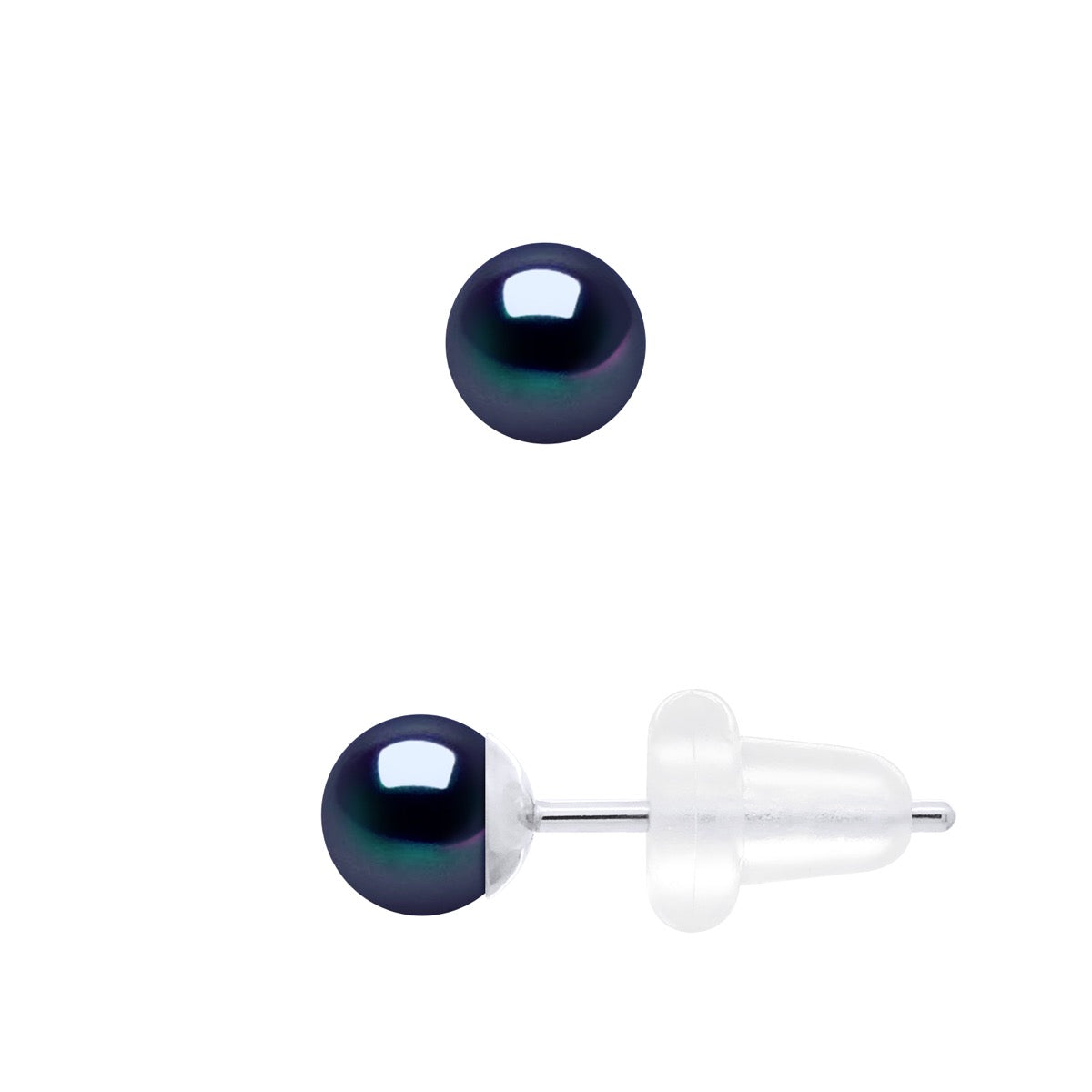 Earrings In White Gold 750 - Black "Tahitian Style"
