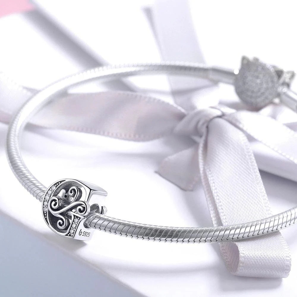 Solid 925 Sterling Silver Vintage Inspired Antique Alphabet Charm