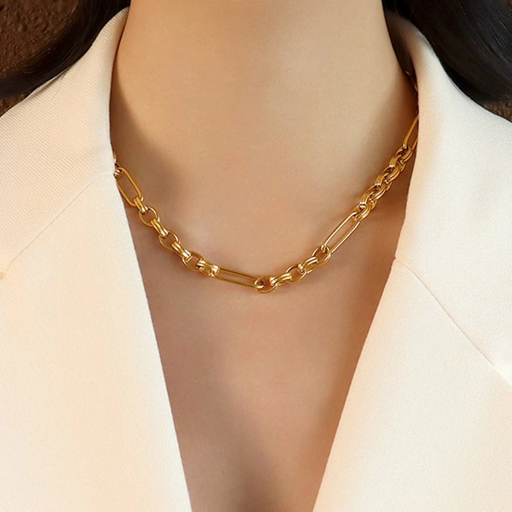 Bullion Gold Roxanne Oval Link Paperclip Chain Gold Necklace