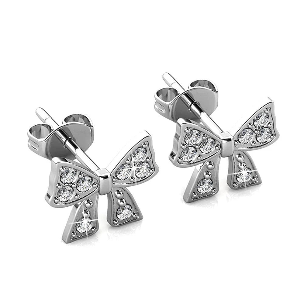 Boxed Ribbon Tie Necklace and Earrings Set Embellished with SWAROVSKI® Crystals