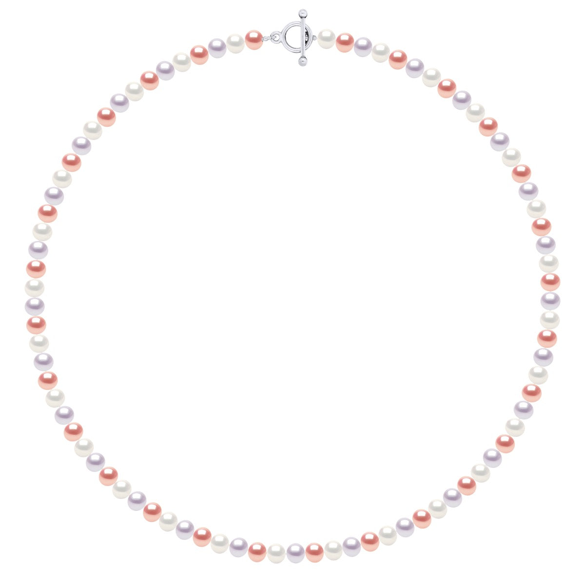 Necklace of Real Cultured Freshwater Pearls and Semi Round 6-7 mm - Multicolor - Longueur 18 cm