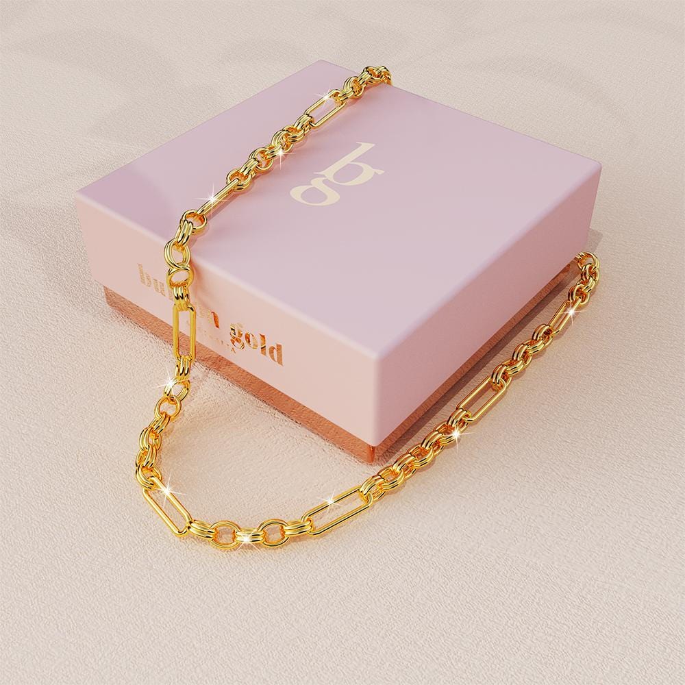 Bullion Gold Roxanne Oval Link Paperclip Chain Gold Necklace