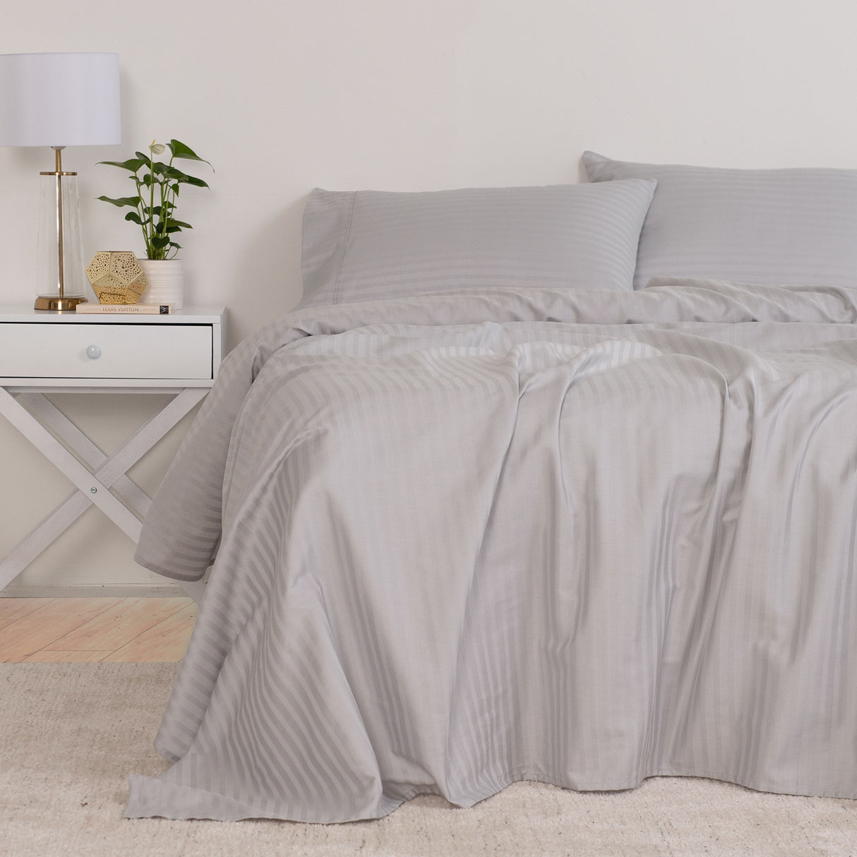 Royal Comfort Kensington 1200TC 100% Cotton Stripe Sheet Set - King - Grey