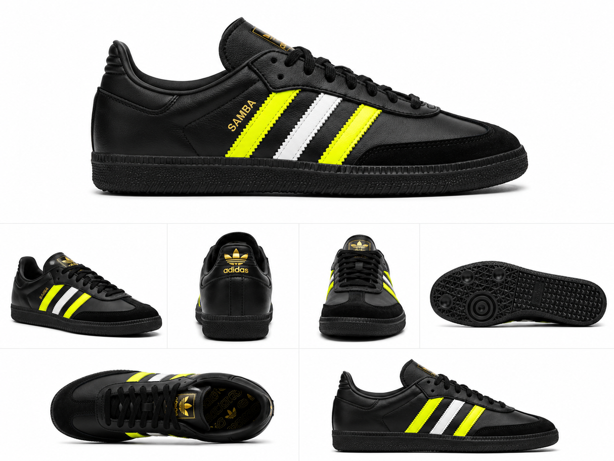 Adidas Originals Unisex Samba Sneakers - Black/ Yellow