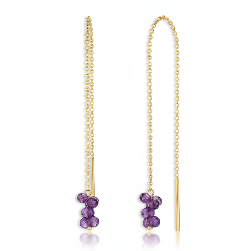 Liv Oliver 18K Gold Amethyst Threader Earrings