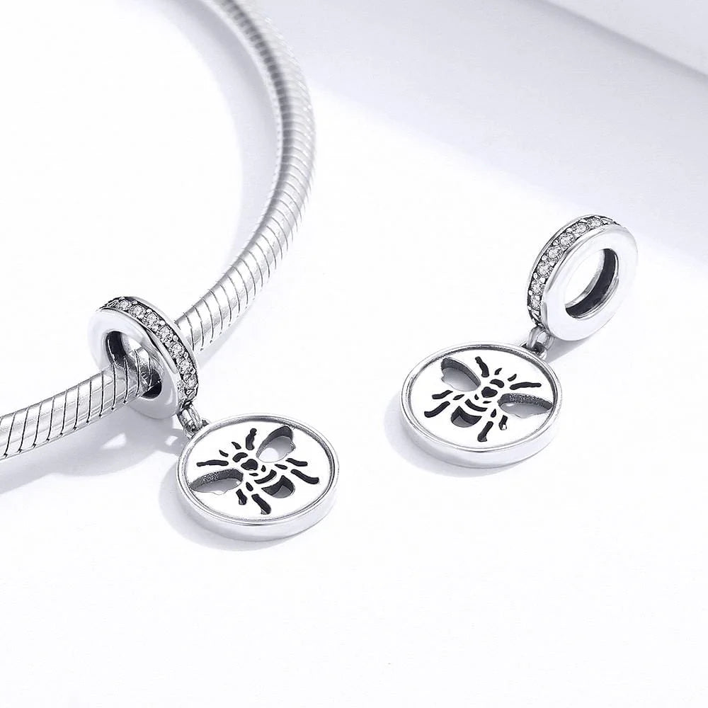 Solid 925 Sterling Silver Bee Animal Stamp Pandora Inspired Charm