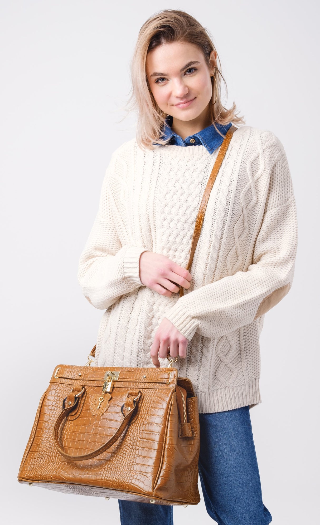 Bosccolo Tote - Croco Camel