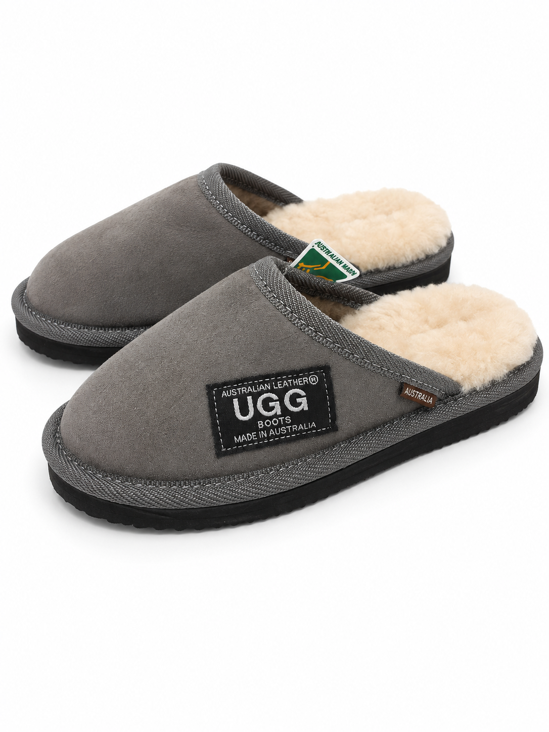 Australian Leather Ugg Kids Classic Slippers - Grey - AU10