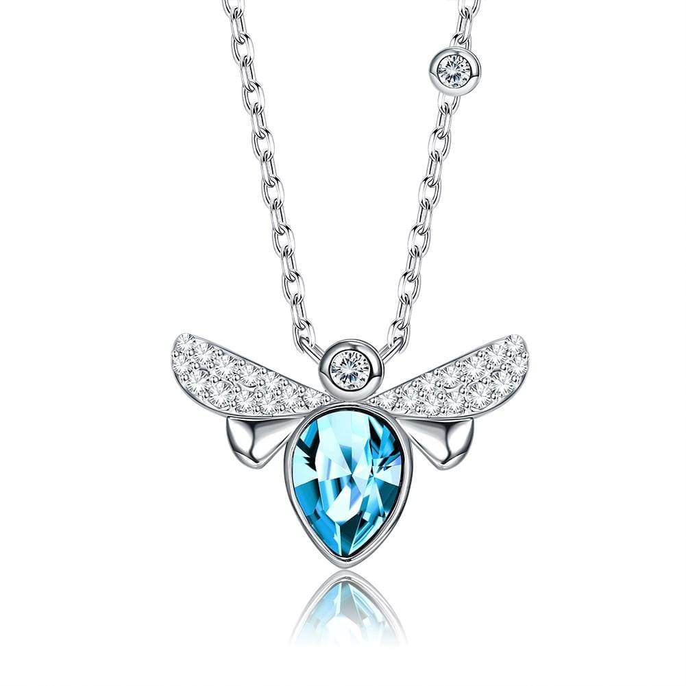 Krystal Couture Bee Crystal Blue Necklace Embellished with SWAROVSKI Crystals