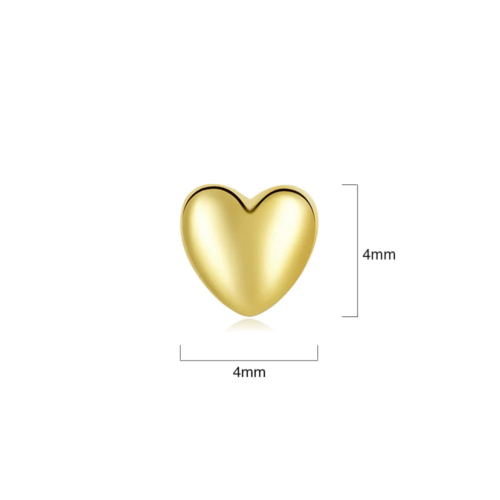 Solid 925 Signature Silver Queen Of Hearts Stud Earrings In Gold