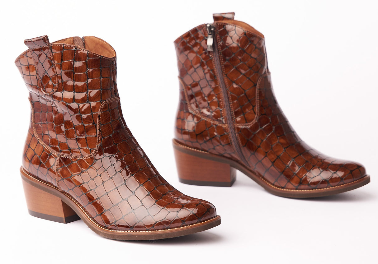 Bosccolo Womens Ankle Boots - Brown Croco