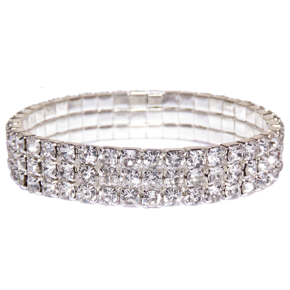 Liv Oliver Silver Multi Row Crystal Bracelet