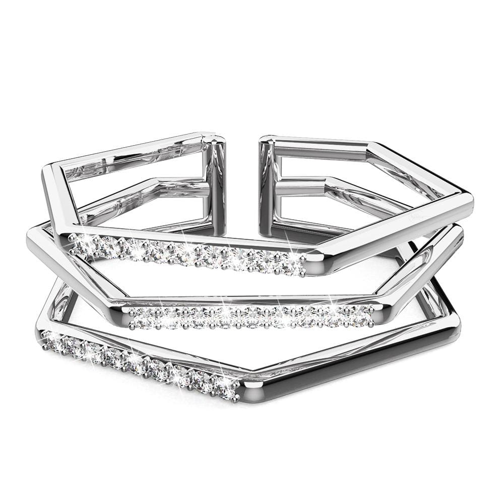 Adjustable Solid 925 Sterling Silver Clara Geometric Angular Stacking Ring