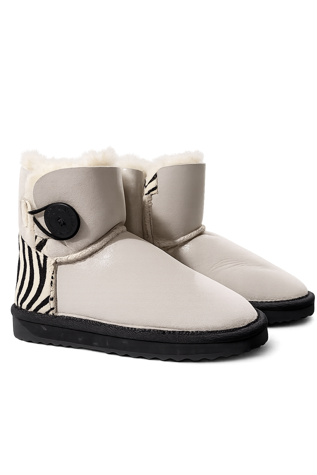 Australian Leather Ugg Kids Zebra 1Button Short - Light Grey - AU4
