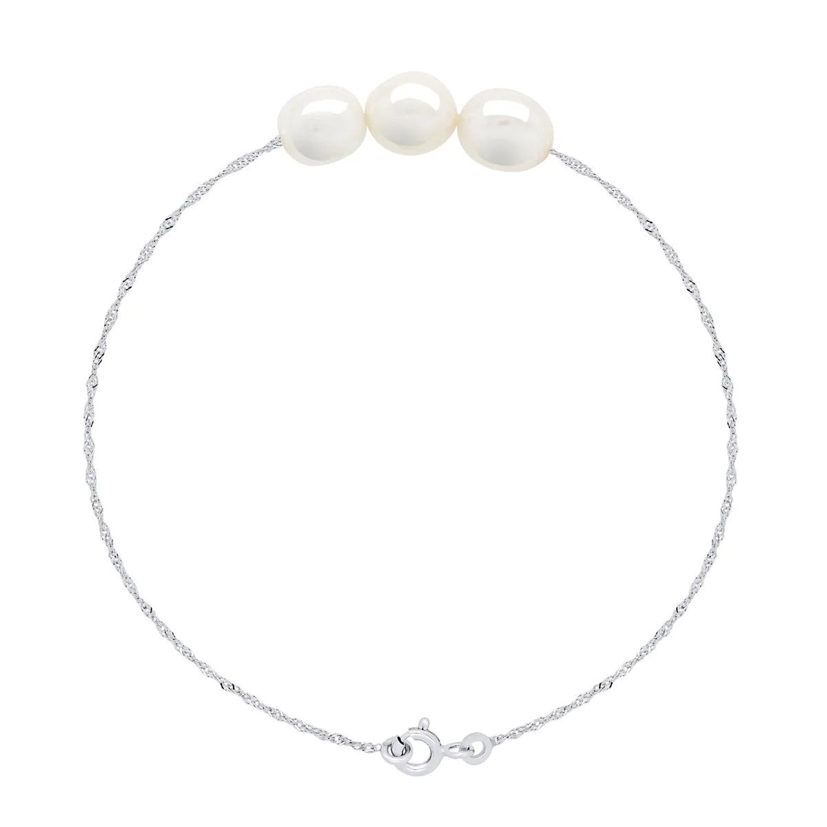 Manufacture Royale Bracelet Baroque 3 Pearl Baroque Freshwater Pearl White Sterling Silver