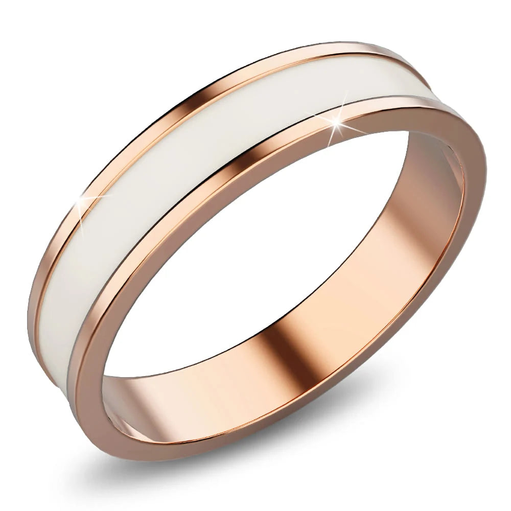 Bullion Gold Ceres Timeless Ring White Enamel Ring in Rose Gold