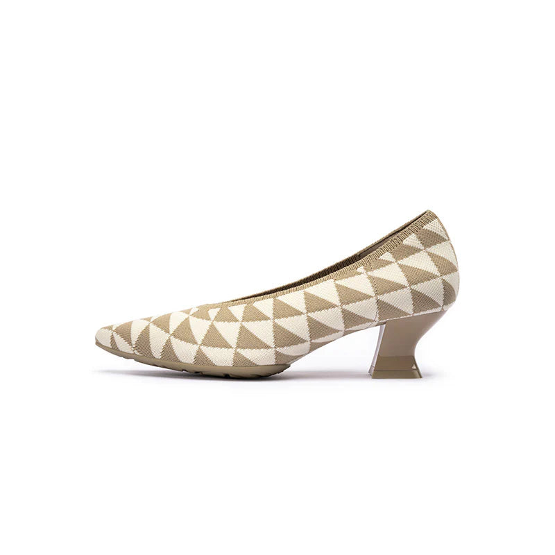 French Chic Geometric Low Heels - Cream