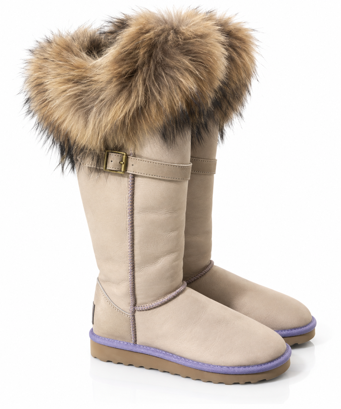 Australian Leather Ugg Fur Long 1buckle - Lilac - AU4