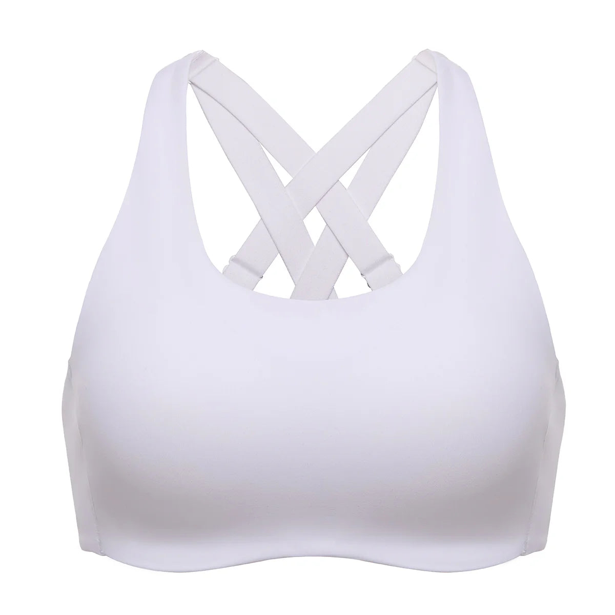 Power On Molded Cup Strappy Racerback Wireless Bra - White