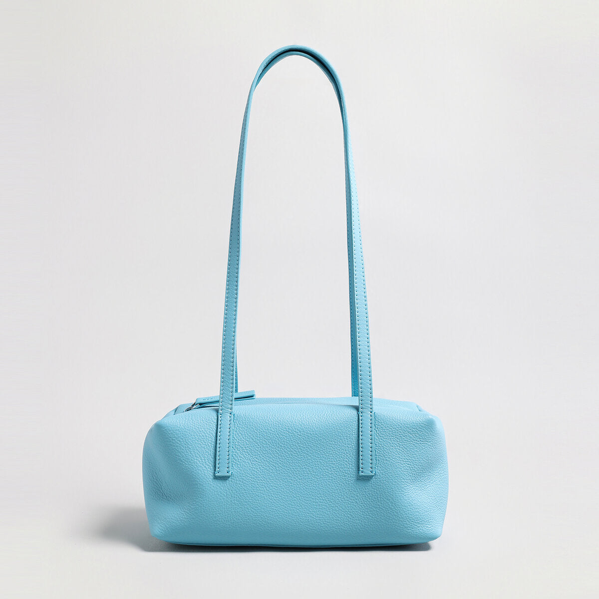 Soft Pebbled Leather Rectangular Shoulder Bag - Blue