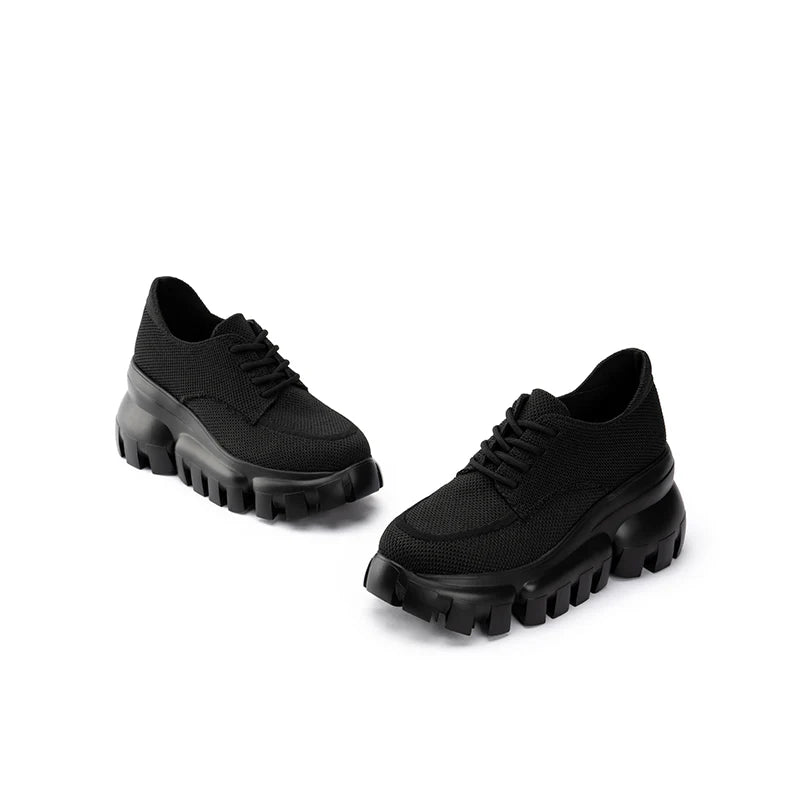Retro Leopard Platform Sneakers - Black