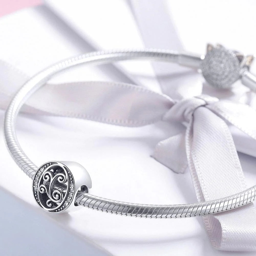 Solid 925 Sterling Silver Vintage Inspired Antique Alphabet Charm
