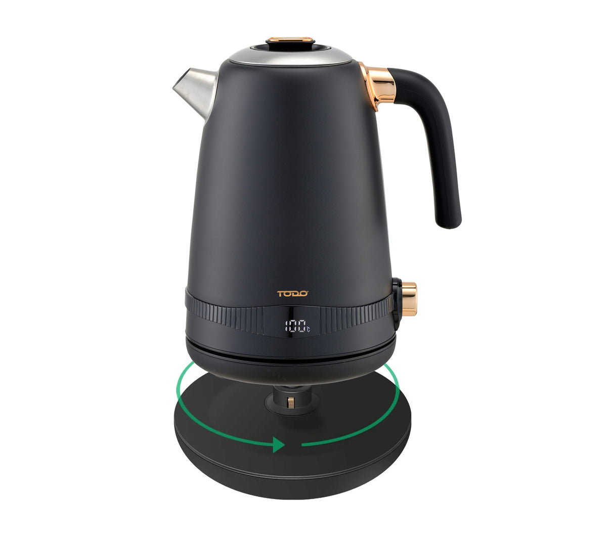 TODO 1.7L Stainless Steel Cordless Kettle Keep Warm Electric Led Water Jug - Black