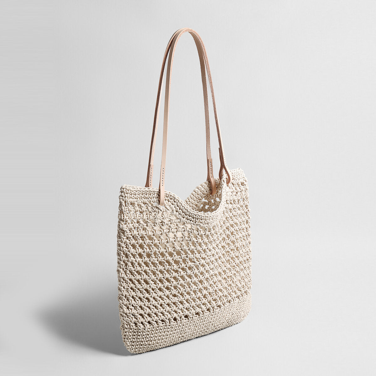 Diamond Pointelle Woven Tote Bag - Ivory