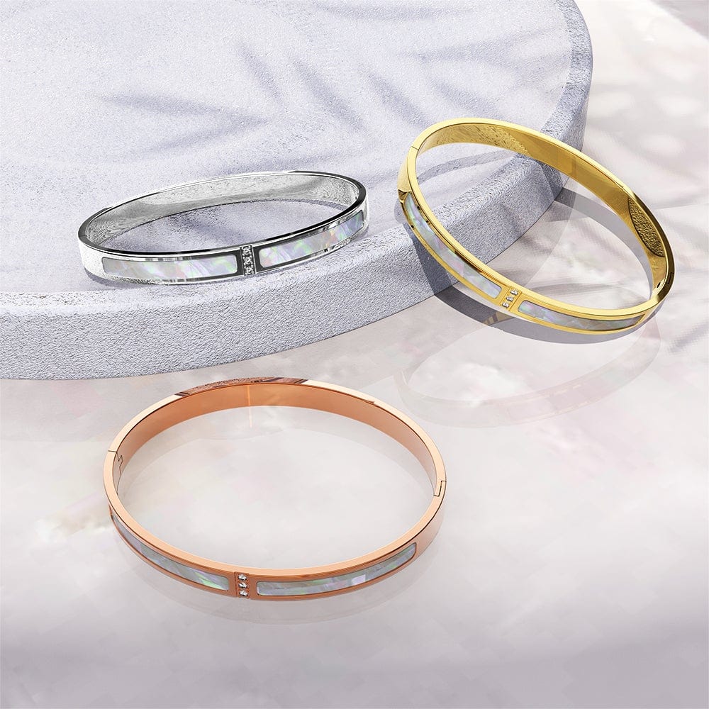 Bullion Gold Modest Hinged Bangle in Gold Layered Stainless Steel