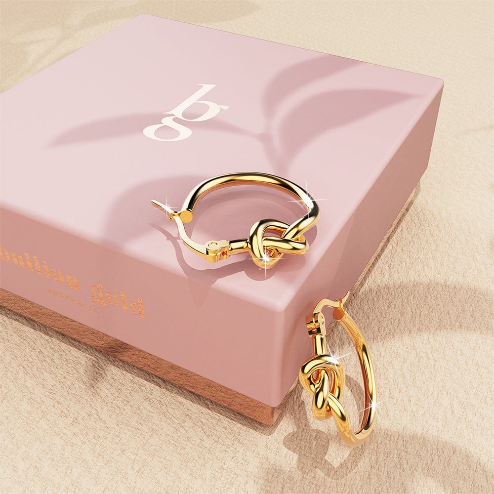 Bullion Gold Golden Knot Hoop Earrings Extra Large
