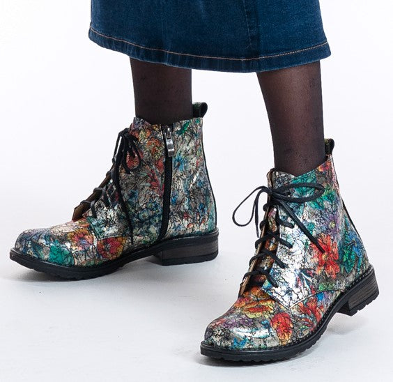 Bosccolo Womens Ankle Boots - Flower Multicolor