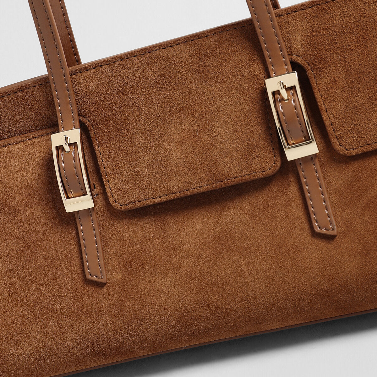 Suede Leather Winged Shoulder Bag - Brown