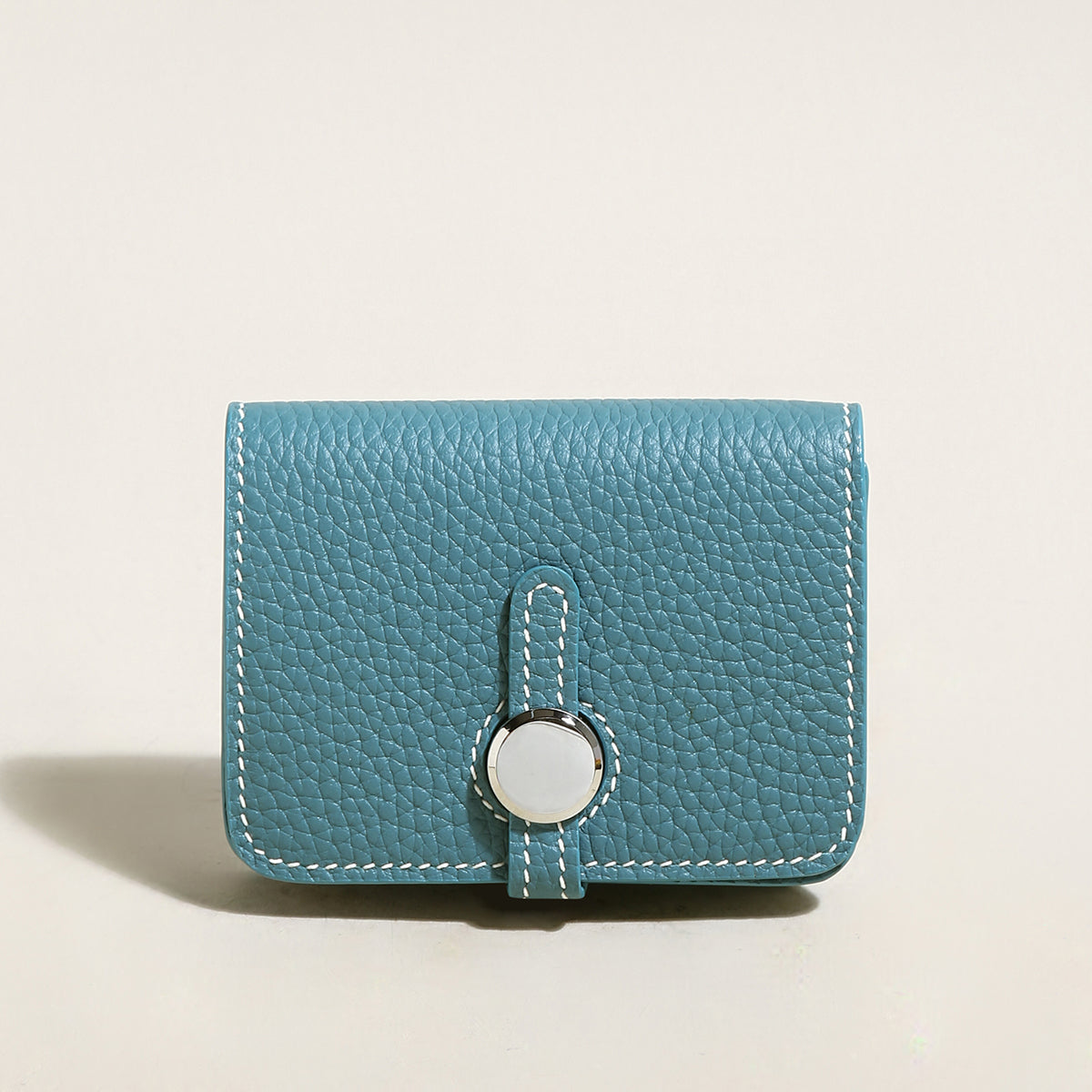 Slim Leather Wallet with Detachable Strap - Blue